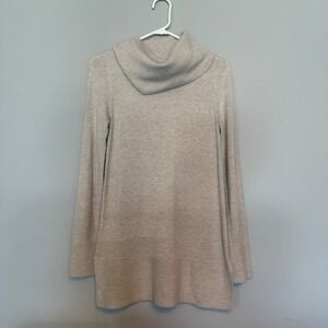 LOFT Womens Oatmeal Heather Cowl Neck Tunic Sweater Long Sleeve XS
